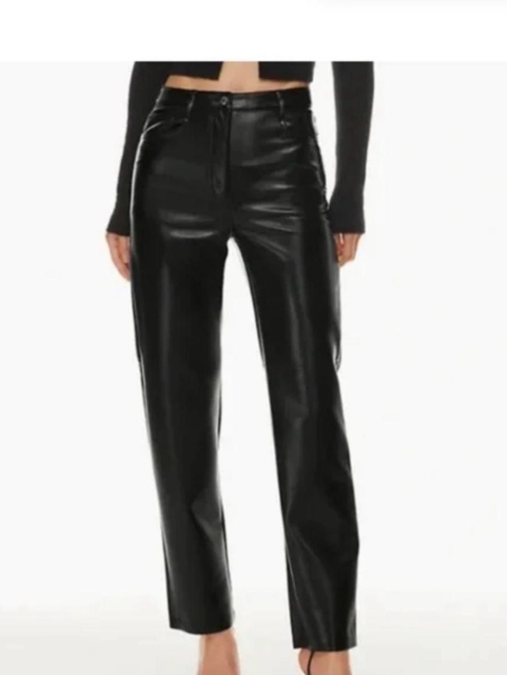 Wilfred Black Faux Leather Straight-Leg Pants